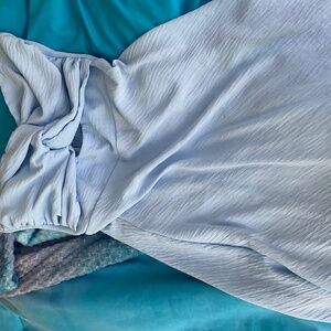 Long baby blue sleeveless dress